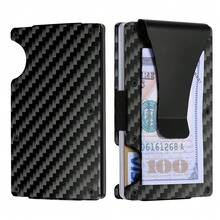 1 Or 2-Pack: RFID Blocking Slim Credit Card Holder Wallet For Men – Minimalist, Scratch-Resistant, With Removable Money Clip | Modern, Durable, Everyday Carry - 碳纖維/1個裝 - 查看 2