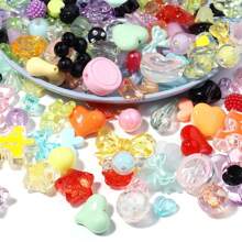40g gemischte Acryl Bastelperlen DIY Schmuckherstellung Set für Armbänder Halsketten, sortierte Formen & Farben