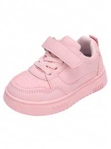 儿童白鞋2025春秋季：男童运动鞋、轻便校鞋、女童休闲一脚蹬鞋、软底婴儿鞋 - 粉色 - 查看 6