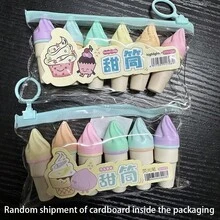 6pcs/Set Creative Cartoon Ice Cream Shaped Fluorescent Highlighter Pens, Portable Mini Marker Pen, Ice Cream Diary Pen, Suitable For Students, Back To School, School Supplies, Cute Stationery, Colored Writing, Stationery, Pens, Colorful Marker Pens, Christmas Small Gift, Bag Size Around 8.4cm X 10.4cm (Assorted Styles In The Picture) - Multicolor - View 10