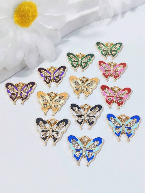 6pcs, Alloy 16mm Butterfly Pendant.Not Easy To Fade, Allergy.Suitable For Men, Women To Make Earrings, Necklaces, Bracelets, Hair Accessories, Anklets, Hair Clips.Mobile Phone Case, Key Chain Decorations.Amulets, Decorations.Handicrafts And Daily Gifts.Make Your Unique Glamour Jewellery. Diy Decorative Parts.Back To School Gifts