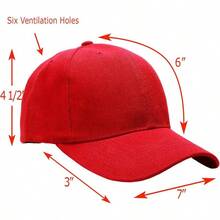 Bulk Lot 12-Pack Adjustable Size Plain Blank Solid Color Baseball Caps - Red - View 2