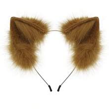 Halloween Christmas Fox Ears Headband Plush Animal Ears Hair Hoop Party Headpiece Costume For Men Women - 咖啡棕 - 查看 1