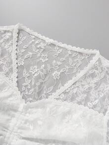 ii German Dirndl Blouse White Traditional Bavarian Oktoberfest Lace Blouse Wiesnherz, Halloween - White - View 3