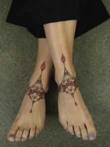 2pcs Fashionable & Cool Temporary Tattoo Stickers, Couple Tattoos, Black Fake Tattoos, One-Time Use, Floral, Chain, Gem, Moon, Mandala, Waterproof & Non-Reflective, Easy To Apply & Remove, Highly Realistic, Suitable For Men & Women On Chest, Leg, Arm, Waist, Abdomen, Foot, Music Festival Party Supplies