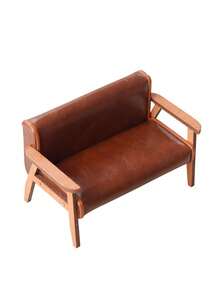 Canapea din piele în miniatură la scară 1:6/1:12, masă din lemn albă, opțiuni de canapea simplă și canapea dublă, potrivită pentru decorul mobilierului pentru casa de păpuși!