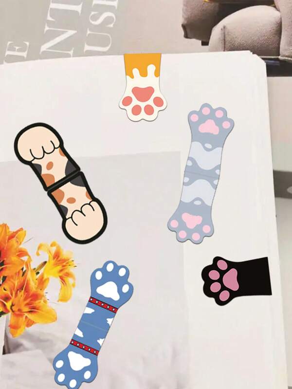 5pcs Cute Cat Paw Magnetic Bookmarks, Practical DIY Book Page Markers, Decorative Gifts