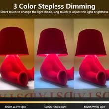 Touch Control Bedside Table Lamp - Color Changing LED Desk Light With Soft Fabric Shade & Gold Deco, Stylish Accent Lighting For Bedroom/Office - 紅色 - 查看 2