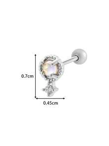 Toppiercing 1 件简约铜锆石心形不锈钢轴时尚百搭耳骨耳环