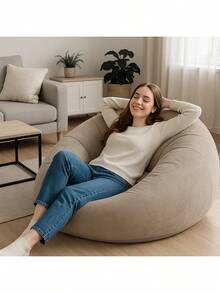 LIPETY Inflatable Flocked Spherical Sofa, Inflatable Lounger With Air Pump, Bean Bag For Adults, Foldable, Portable Inflatable Armchair For Cinema, Outdoor, Bedroom, Reading, Camping (Coffee) - 咖啡色 - 查看 7