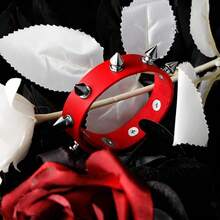 Eigso 3 Pcs Leather Punk Bracelets Men Women Of Rock Rivet Wrap Retro Spike Bracelet Adjustable - 紅色 - 查看 7
