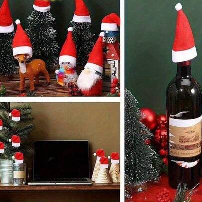 20/10/1 Stück Mini Weihnachtsmannmützen - Weihnachtsparty Dekorationen für Weinflaschen, Weihnachtsmann Figuren, DIY Basteleien & Feierlichkeiten, Weihnachtszubehör, festliche Flaschen Dekoration Heim Dekoration Weihnachtsdekoration Raumdekoration Winter