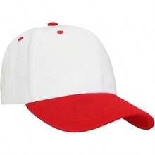Bulk Lot 12-Pack Adjustable Size Plain Blank Solid Color Baseball Caps - White/Red - View 3