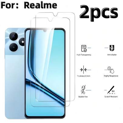 2pcs For:Realme Mobile Phone Screen Protector, For:Realme 14x, Realme 13+, Realme 12 5G, Realme 12x, Realme 12 4G, Realme 12+, Realme 11 5G, Realme C63, Realme C61, Realme C55, Realme C53, Realme C51, Tempered Glass, Phone Screen Protector, Phone Protective Film, Phone Glass Film, Phone Screen Film, Phone Screen Guard, Phone Screen Protection Film, Phone Display Protector