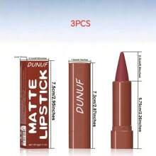 DUNUF 5pcs Matte Lip Liner And Lipstick Set - Crayon Form, Cone Tip, Easy Contour, Universal Skin Types, Dual-Use, Brown And Mixed Ton - 彩色 - 查看 7