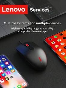 Lenovo 联想M280S经典有线鼠标，商务办公家用，经典黑色，人体工学设计，舒适耐用，USB有线连接，多平台兼容 - 黑色 - 查看 8