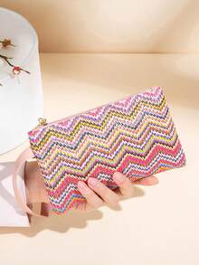 编织零钱包，女士小型零钱包，便携式手持钥匙包，钥匙卡收纳包，编织小钱包，便携式手提包，钥匙卡夹，手持悬挂式收纳包，女士零钱包，迷你钱包，钱包，秋季腕包，零钱包 - 彩色 - 查看 6