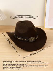 1 Set Unisex Cowboy Hat With Bull Horn Decor + 1 Cashew Pattern Scarf Fashion Outfit, Suitable For Horse Riding, Rodeo, Music Festivals, Bar Parties, As Gifts And Daily Use