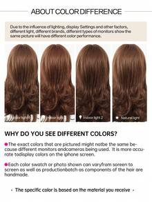 22英寸中长款棕色卷发假发，天然耐热合成假发，适合女性日常佩戴、参加派对和通勤。 - 棕色 - 查看 8