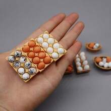 迷你食物玩具娃娃屋鸡蛋盒，内含斑点鹌鹑蛋，微缩逼真厨房玩具模型 - 彩色 - 查看 2