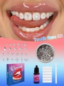 novani 1box Professional Tooth Gem Kit DIY Crystal Teeth Jewelry Kit Fe & Easy Sparkling Tooth Gems With Glue For Fashionable Smile,Teeth Jewelry Starter Kit - Multicolor - View 11