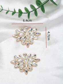 زوج واحد (2 قطعة) من الأحذية المزينة بالراين والزجاج والمعدن باللون الأبيض والذهبي بأشكال الزهور والمثلثات والنجوم قابلة للفصل، إكسسوارات أنيقة للأحذية للنساء ذات الكعب العالي والكعب المدبب والأحذية المكتبية - الذهبي - مشاهدة 6