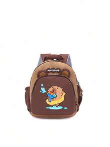 1pc卡通可爱水豚背包，可爱宝宝新款水豚背包，顺滑拉链，多种水豚图案，大容量多口袋，可放书籍、日用品、零食，适合青少年旅行和日常使用 - 卡皮巴拉雙肩包 - 查看 25