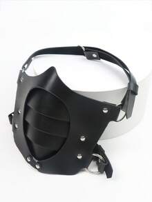 1 chiếc mặt nạ nửa mặt thời Trung cổ Viking, mặt nạ da PU điều chỉnh được, chống bụi, thích hợp cho Halloween, cosplay, đạo cụ LARP. - A - Xem 4