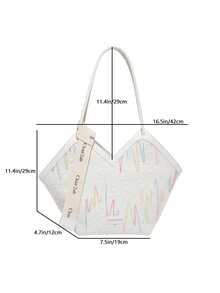 女士时尚纯色大容量单肩托特包，配围巾，适合购物、钱包、年轻女性、大学生、新婚夫妇、办公室女士。非常适合办公室、大学、工作、商务、通勤、户外活动、旅行和野餐 - 白色 - 查看 3