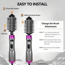 2 en 1 Boucleur de cheveux rotatif et peigne, Sèche-cheveux et coiffeur électrique 2 en 1, 1000W Sèche-cheveux avec revêtement en céramique, conception ergonomique avec tête de brosse de rechange et combo bouclage pour tous types de cheveux, outil de coiffure moelleux, cadeaux de rentrée scolaire