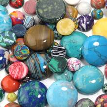 5-10pcs/Pack Round Turquoise Print Gemstone Cabochons, Random Mixed Colors, Fashionable Casual Elegant Vintage Handmade DIY Gemstone Stickers Suitable For Necklace, Ring, Bracelet Crafts, Jewelry Decoration, Inlay Materials