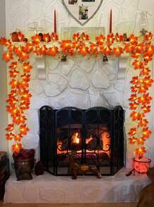 1pc Halloween Maple Leaf LED String Lights, Battery Powered (Batteries Not Included), Flexible Decoration For Home, Party, Indoor And Outdoor Celebration, Seasonal Decor With Switch Control - Plastic Material, Floral Theme