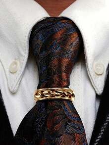 1 pieza Pinza de corbata de cobre con estilo elegante y cool para hombre - Accesorio de moda de estilo vintage, diseño retro elegante con patrón de cadena intrincado, enchapado en oro pulido, mecanismo de resorte, perfecto para ocasiones formales o semi-formales - D - Ver 9