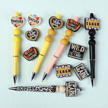 6 件硅胶珠、DIY 教师徽章挂绳、珠宝项链装饰焦点珠、串珠笔、钥匙扣 - 彩色 - 查看 5