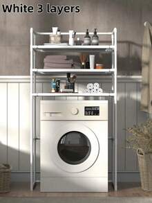 1 Piece Bathroom Storage Rack, Washing Machine Organizer Shelf For Toilet, Waterproof, Rustproof, No Drilling For Home Use, Back To School