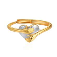 Anillos delicados de plata de ley 925, anillos con diseño de corazón abrazado, anillos de moda adecuados para uso diario, regalo de cumpleaños
