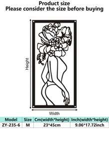 1 件抽象女性线条金属装饰壁挂艺术品，个性化艺术空心铁艺墙画，适用于家庭白墙、客厅、餐厅、卧室、浴室、情人节礼物