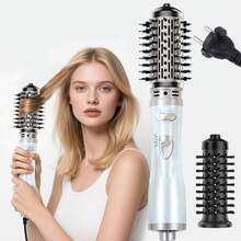 4 In 1 Rotating Hot Air Comb, One Step To Create Tousled Hairstyle, Hair Dryer And Styler, Curling Comb, Straightening Comb, 360°Automatic Rotating, 2 Interchangeable Combs, Ceramic Coating Makes Hair Soft And Shiny, Suitable For All Hair Types, Creates Vibrant And Stylish Curls And Silky Hair, Holiday Gift! - EU F Type Plug(220-240V) - View 2