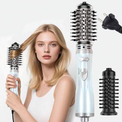 4 in 1 Drehender Heißluft-Kamm, in einem Schritt zu wildem Haarstyling, Haartrockner und Styler, Lockenkamm, Glättkamm, 360° automatisch drehend, 2 auswechselbare Kämme, Keramikbeschichtung für weiches und glänzendes Haar, für alle Haartypen geeignet, erzeugt lebendige und stilvolle Locken und seidiges Haar, ein Geschenk für Feiertage!