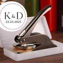 1pc Customized Wedding Embosser, Personalized Letter Combination And Initial Embosser, Can Customize Any Logo, Metal Stamp For Business Office Anniversary Gift, Monogram Seal - Multicolor - View 21