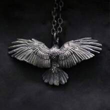 1 Piece Exquisite Hot-Selling Retro Falcon Necklace Eagle Spreading Wings Pendant European And American  Hip-Hop Disco Unisex - 黑色 吊墜+項鍊 - 查看 4