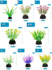 1/5/10 件逼真的人造塑料植物，耐用 PVC 材料假水生植物，适用于室内/室外装饰、鱼缸水族箱装饰、家庭聚会、花园，24 种随机款式 - 彩色 - 查看 5