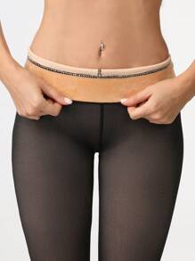 1 st 220g/80g termiska kvinnor sexiga transparenta svarta strumpbyxor termiska strumpbyxor varma vintertjockare termiskt fodrade termo hög midja elastiska smala sexiga genomskinliga strumpbyxor sexiga strumpbyxor varma bottenunderkläder halloweenkostymer, mysiga - Genomskinlig - Visa 7