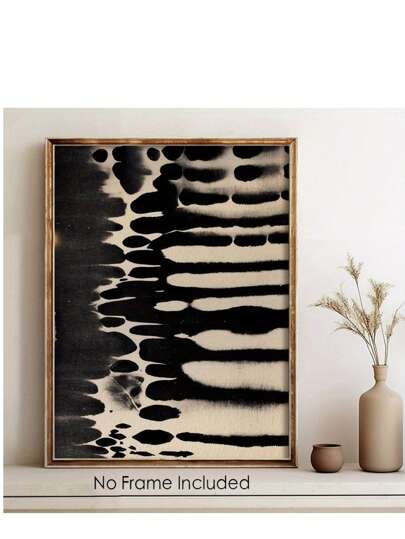 Sukha" Modern Minimalist Abstract Art Print - Zebra-Inspired Ink Bleed, Unframed Wall Decor For Living Room, Bedroom, Bathroom - Vintage Style Home Decoration, 29.97x39.88 Cm