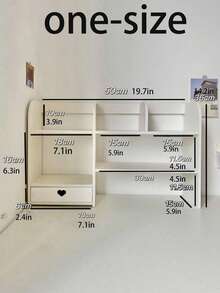1 pieza Organizador de escritorio blanco, adecuado para dormitorio, sala de estar, oficina, escritorio, tocador, dormitorio, sostiene bolígrafos, marcadores, cintas, figuritas, libros, computadoras, tazas, cosméticos y otros artículos de escritorio. (No instalar a la fuerza, tamaño estándar para uso en el escritorio) - Blanco - Ver 10