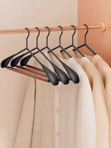1/2/3/5pcs Premium Wooden & Metal Wide Shoulder Clothes Hangers, Lightweight High-End Wardrobe Closet Specialized Wooden Hangers With Non-Slip Pant Bar, For Storing Coats, Jeans, Sweaters - Multicolor - View 6