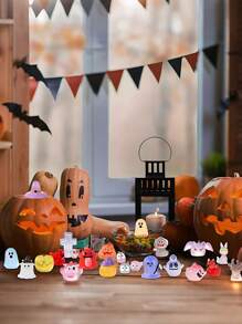 10 件万圣节夜光迷你人偶可爱微型鬼魂人偶夜光树脂人偶小怪兽花园装饰微型雕像适用于户外房屋景观派对万圣节夜光迷你树脂鬼魂可爱小鬼魂微型人偶夜光，恐怖万圣节鬼魂装饰适用于微型仙女花园 DIY 户外房屋会议、派对礼品袋填充物