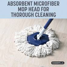 2025 Popular Styles Spin Mop System With Extra Mop Head Refill TwoBucket Design With Splash Guard Builtin Measuring Cup And Scraper Tool With Easy Wring Pedal Spinner 1.25Gallon BlueFamily Choice