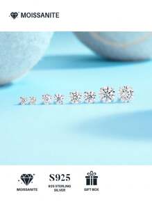 1 对 925 纯银莫桑石耳环，适合母亲节、情人节、结婚纪念日、生日的女性珠宝礼物