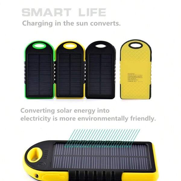 1 unidad de 20000mAh, banco de energía solar, cargador portátil con puertos USB dobles y linternas LED, cargador de panel solar para IOS, Android y camping al aire libre, negro, cargador solar para teléfonos, diseño de alta calidad, construcción duradera.